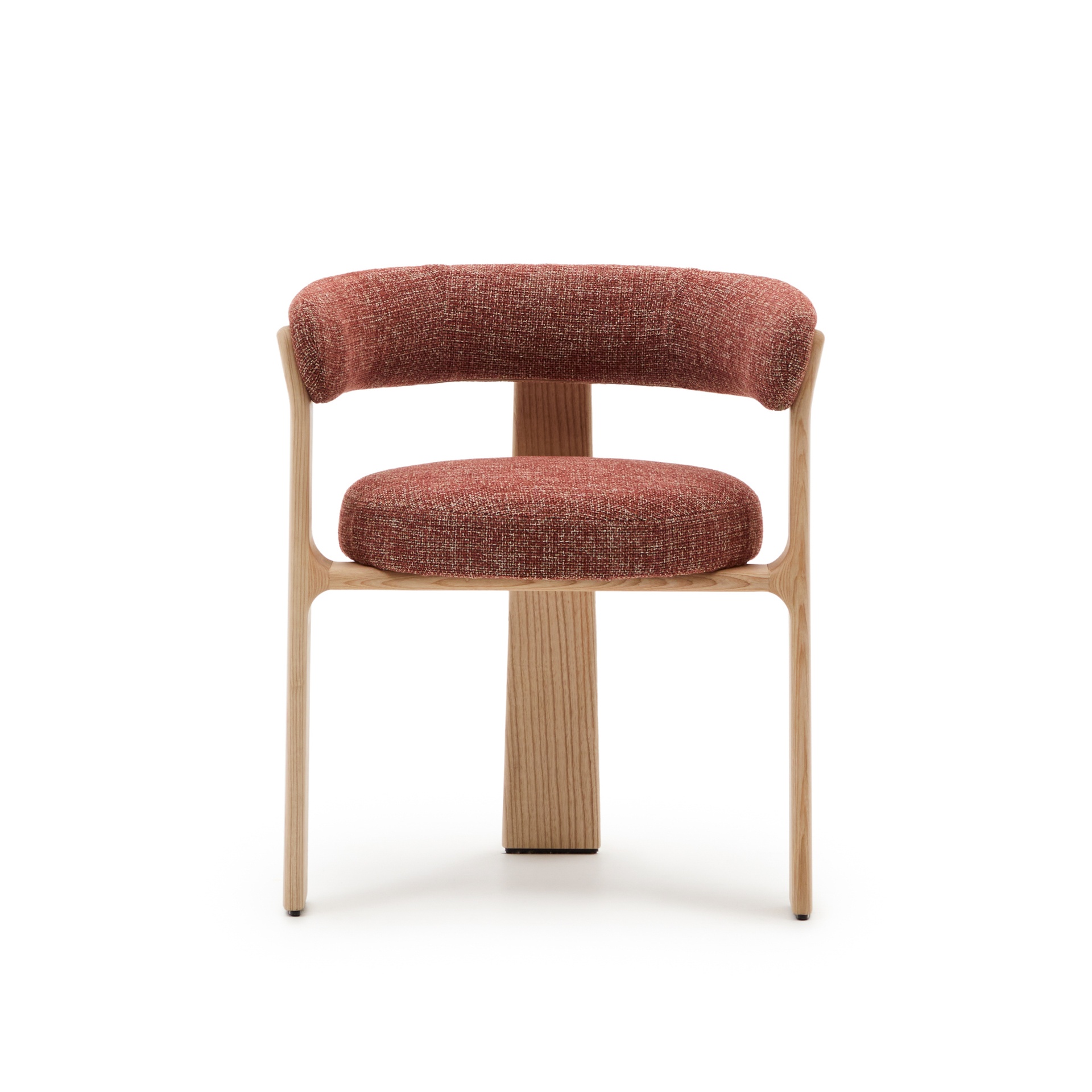 Granite 3-legged chair terracotta chenille and solid ash wood in a natural finish FSC 100%