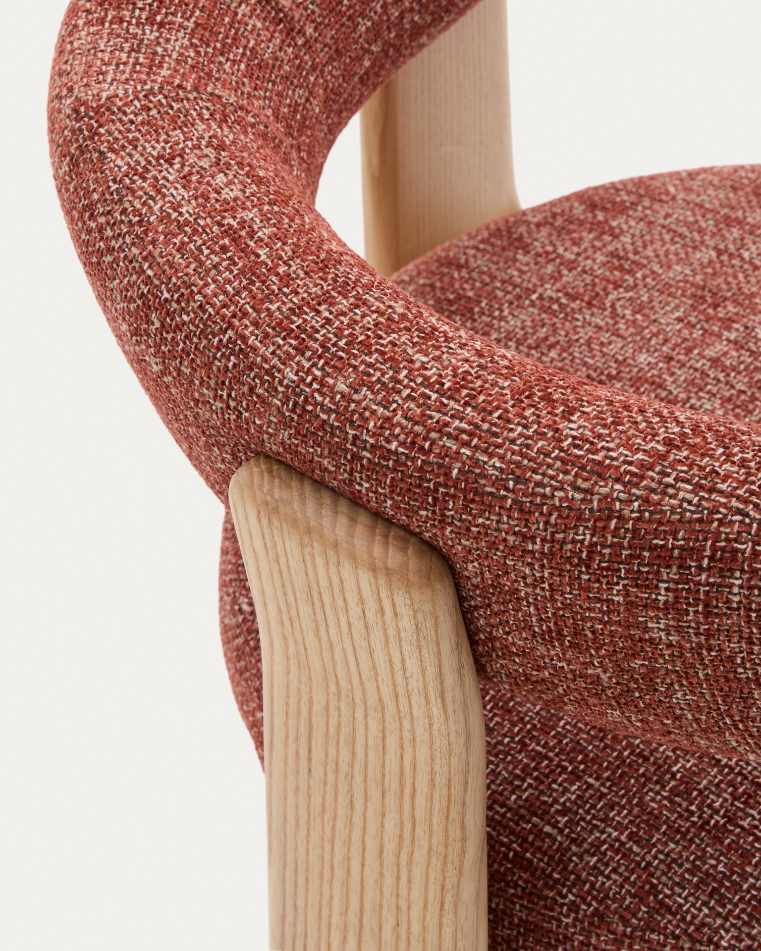 Granite 3-legged chair terracotta chenille and solid ash wood in a natural finish FSC 100%