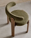 Granite chair in green chenille and with solid ash wood in a walnut finish FSC 100%