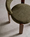 Granite chair in green chenille and with solid ash wood in a walnut finish FSC 100%