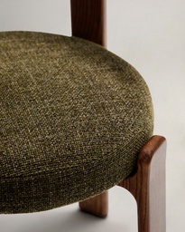 Granite chair in green chenille and with solid ash wood in a walnut finish FSC 100%