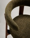 Granite chair in green chenille and with solid ash wood in a walnut finish FSC 100%