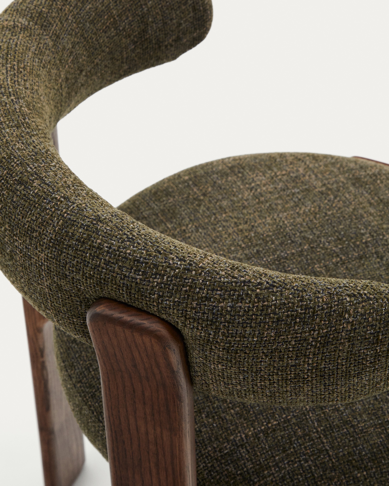 Granite chair in green chenille and with solid ash wood in a walnut finish FSC 100%