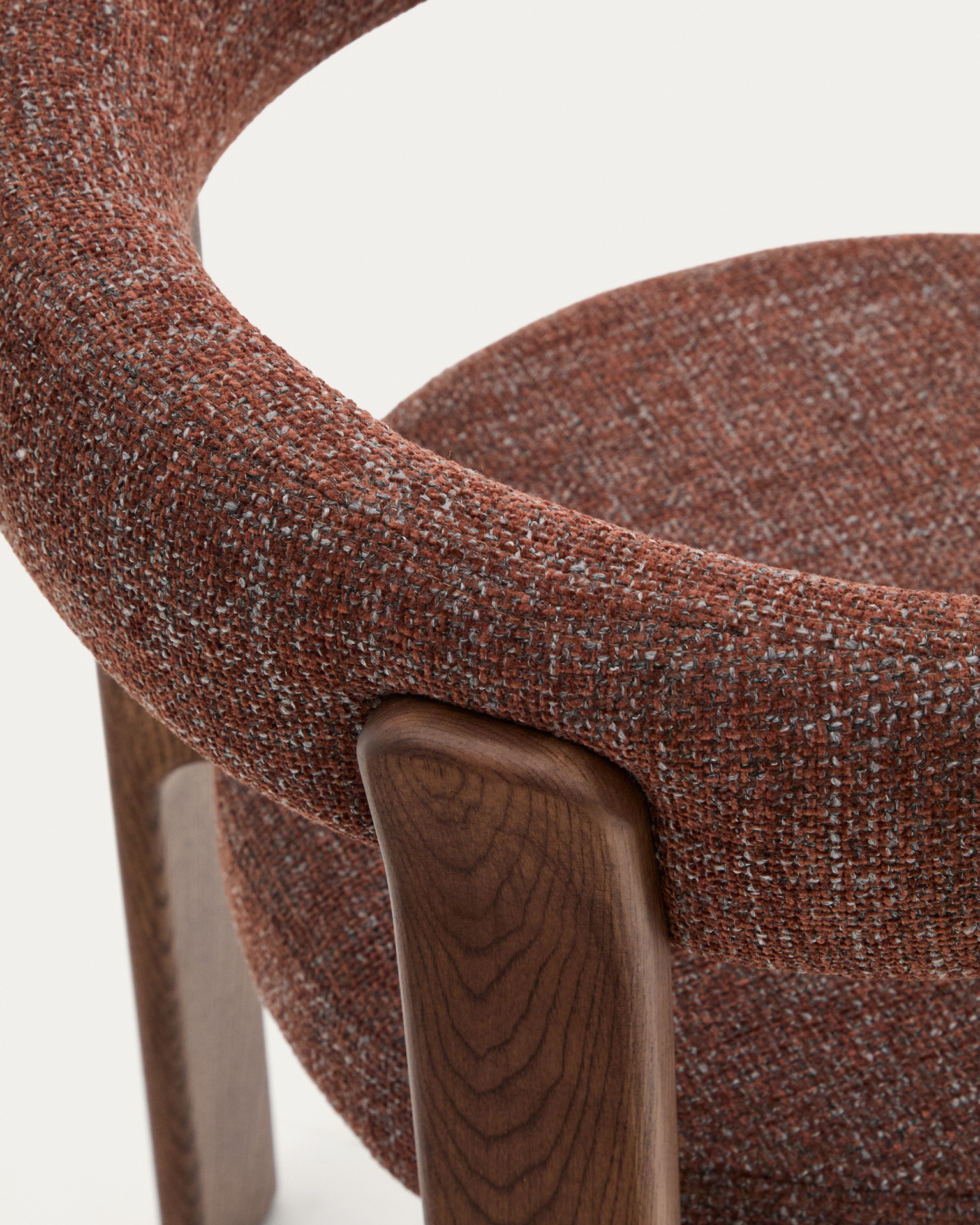 Granite chair in brown chenille and with solid ash wood in a walnut finish FSC 100%