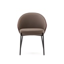 Eamy chair in brown faux leather, ash veneer with walnut and black metal finish