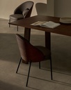 Eamy chair in brown faux leather, ash veneer with walnut and black metal finish