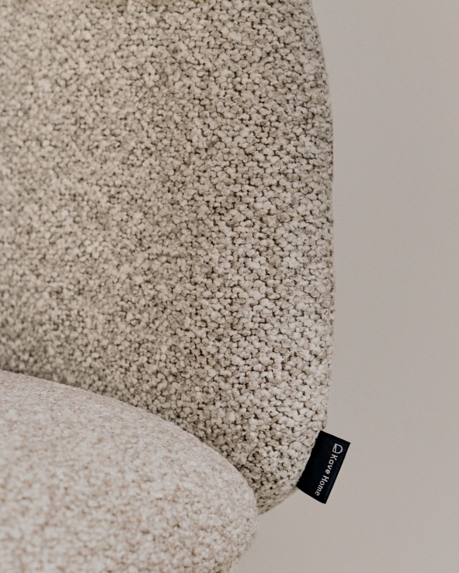 Minda chair in thick beige chenille and steel legs in a beige finish, FSC Mix Credit