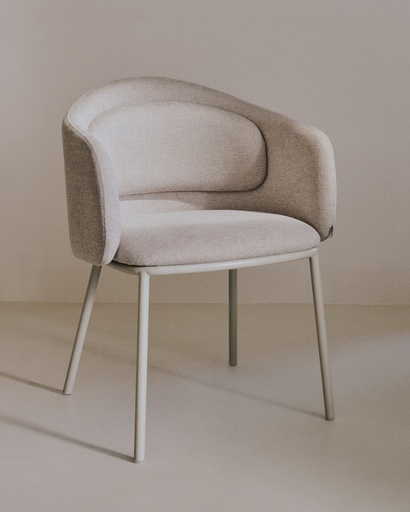 Minda chair in beige and steel legs in a beige finish, FSC Mix Credit