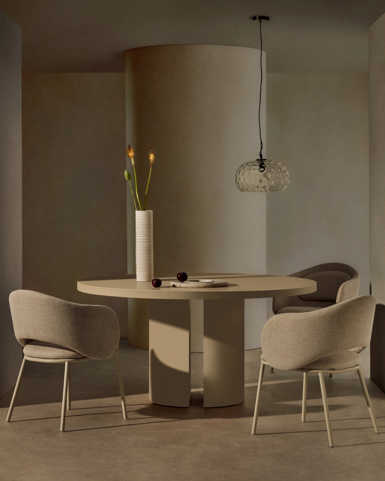 Minda chair in beige and steel legs in a beige finish, FSC Mix Credit