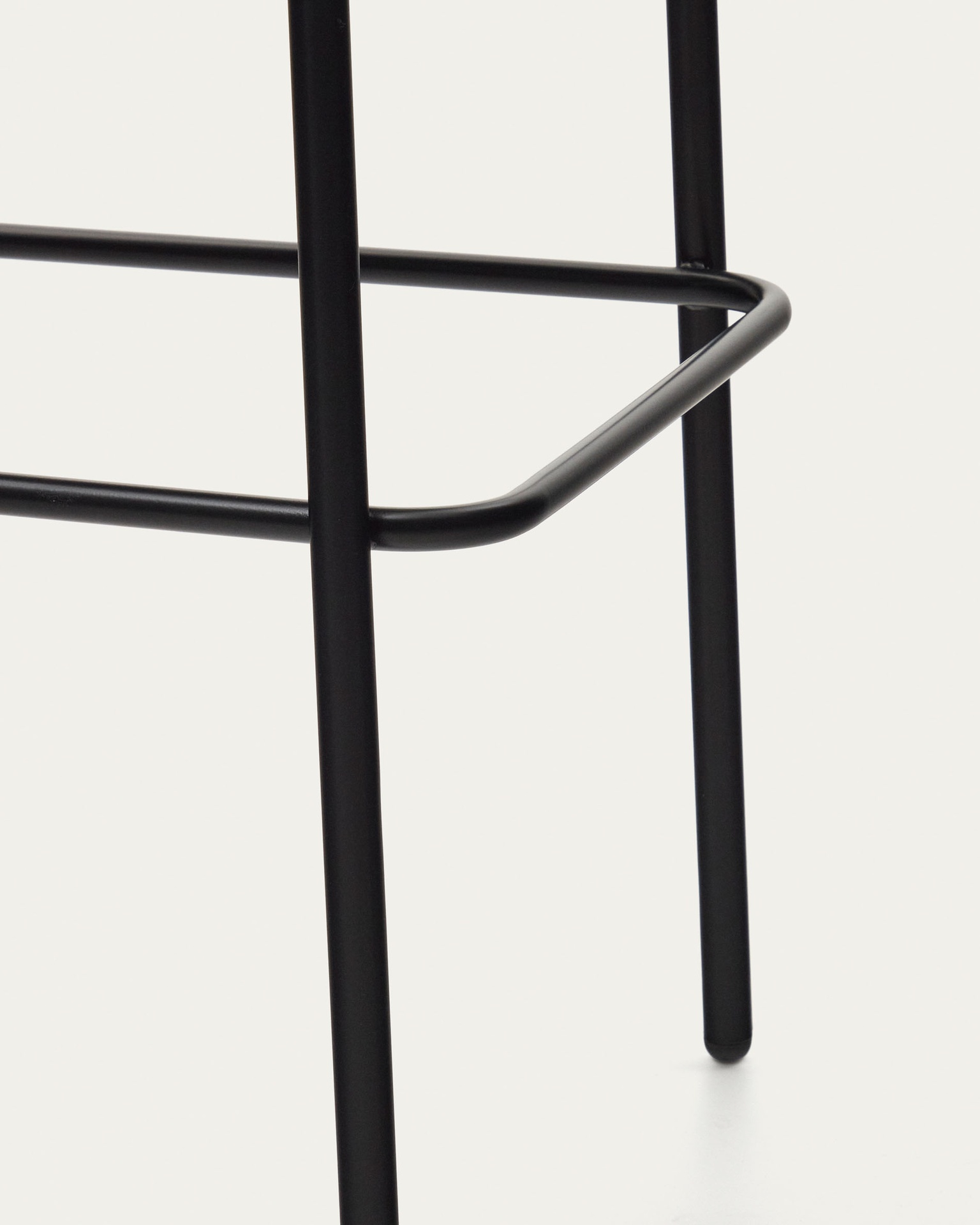 Eamy stool  light grey chenille and ash wood veneer with a natural finish and black metal, 65 cm