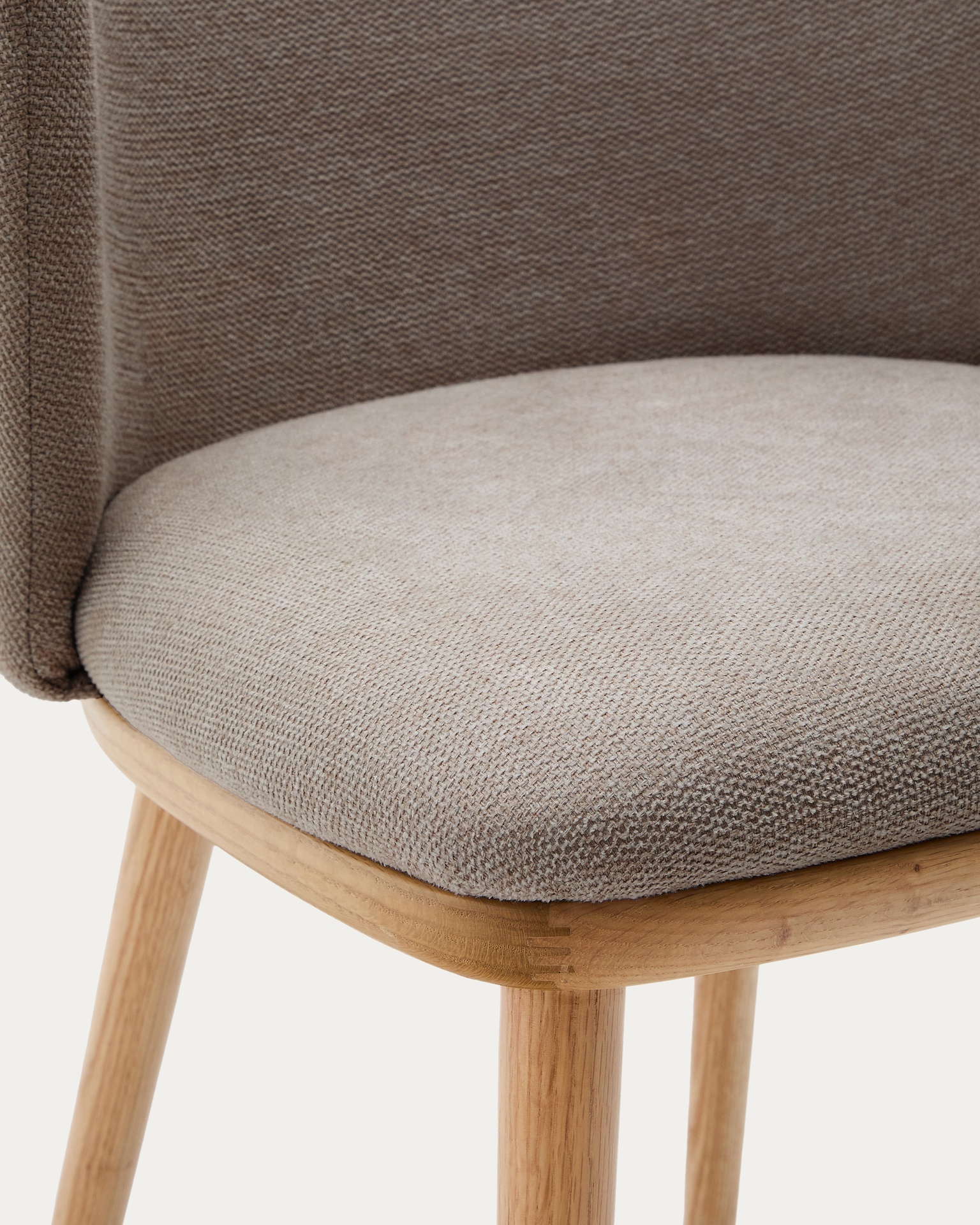 Ciselia chair brown chenille and solid ash wood natural tone finish FSC Mix Credit