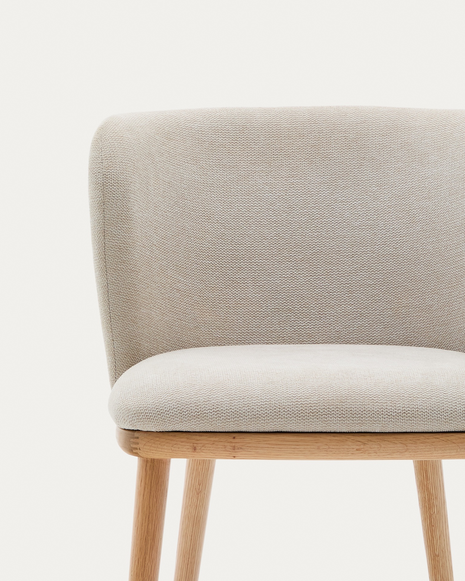 Ciselia chair beige chenille and solid ash wood natural tone finish FSC Mix Credit