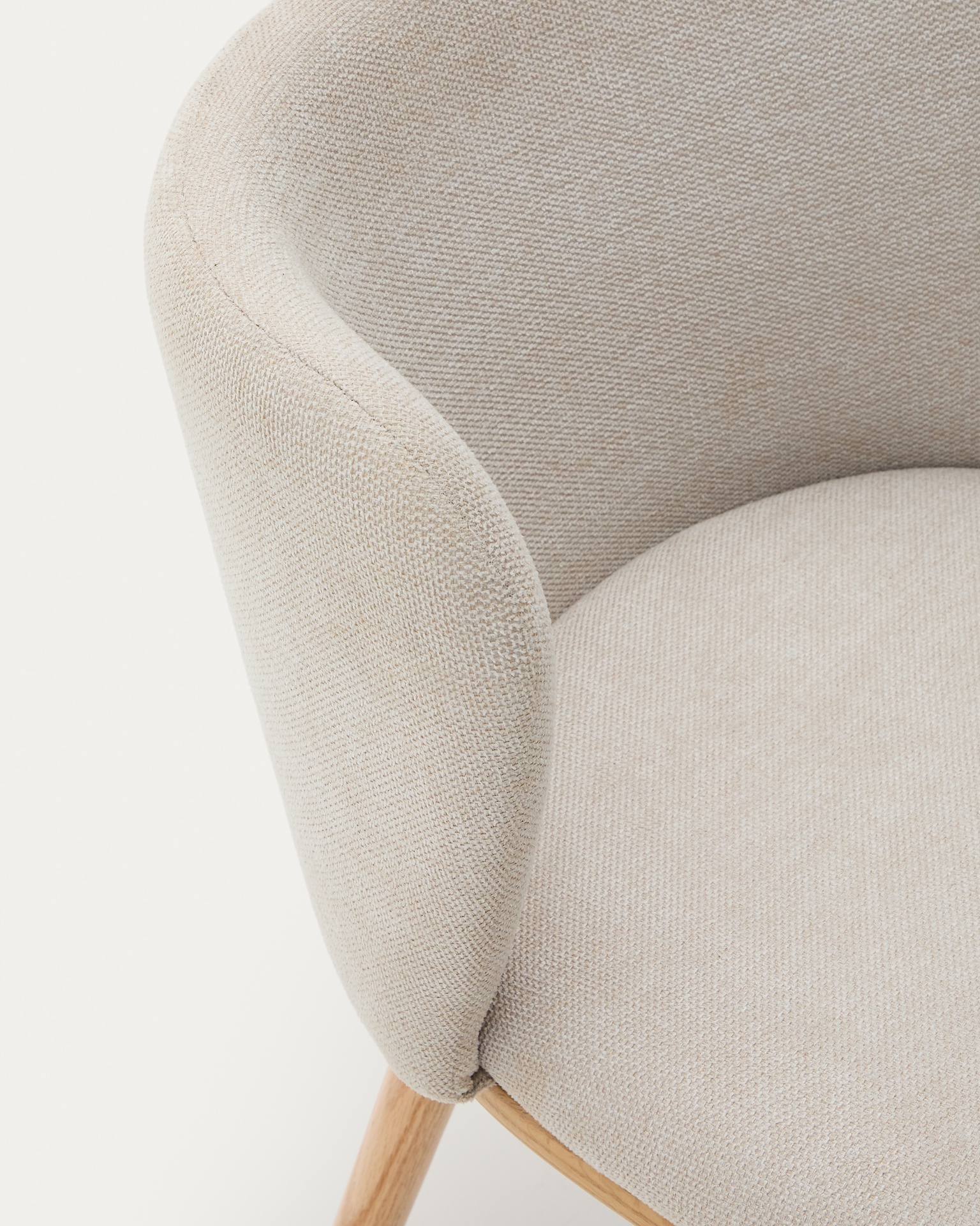 Ciselia chair beige chenille and solid ash wood natural tone finish FSC Mix Credit