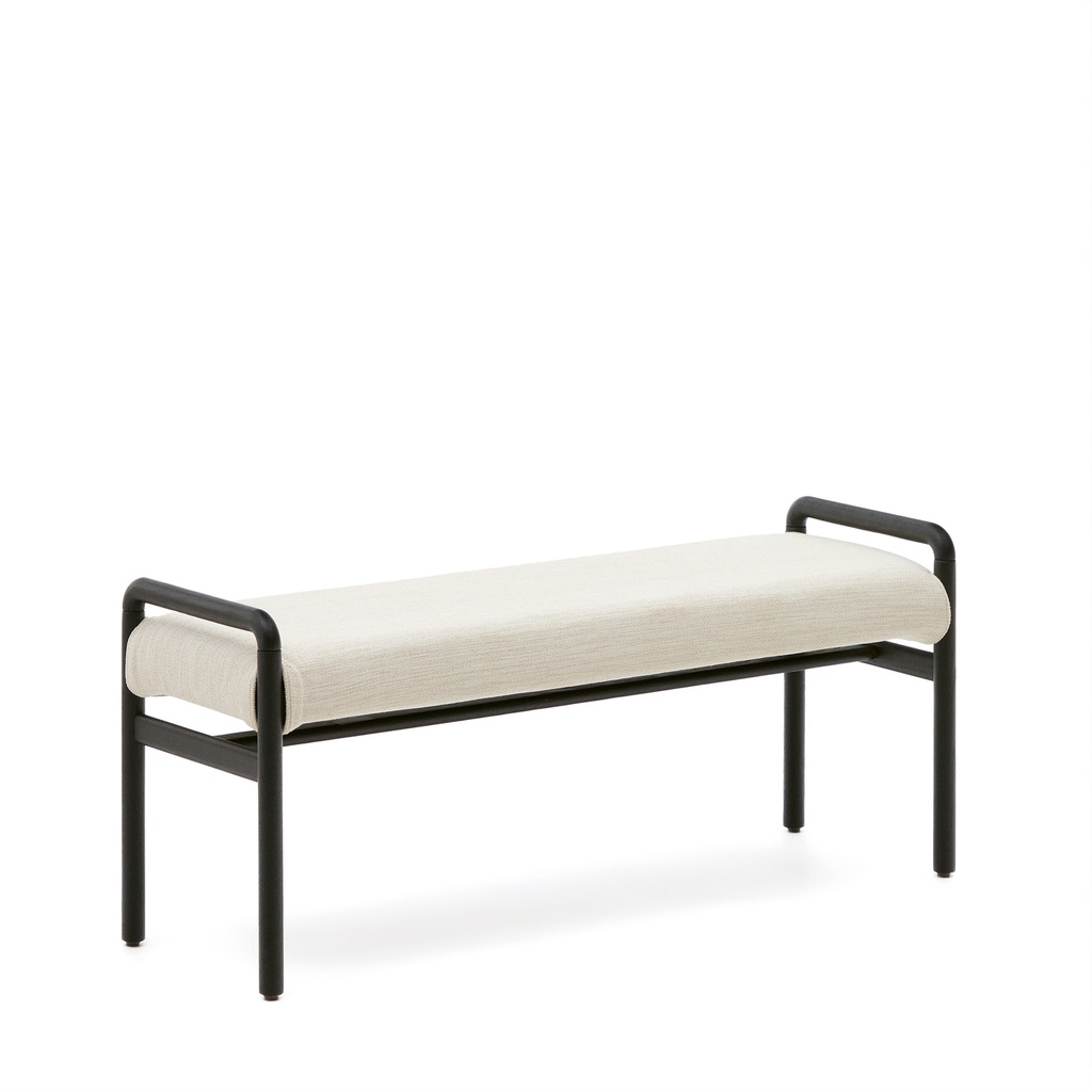 Macaret bench with removable cover solid oak wood with black finish 120 cm FSC Mix Credit