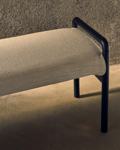 Macaret bench with removable cover solid oak wood with black finish 120 cm FSC Mix Credit