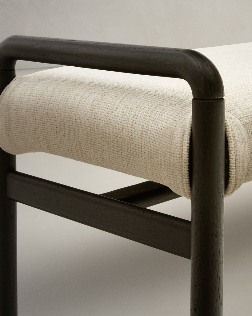 Macaret bench with removable cover solid oak wood with black finish 120 cm FSC Mix Credit