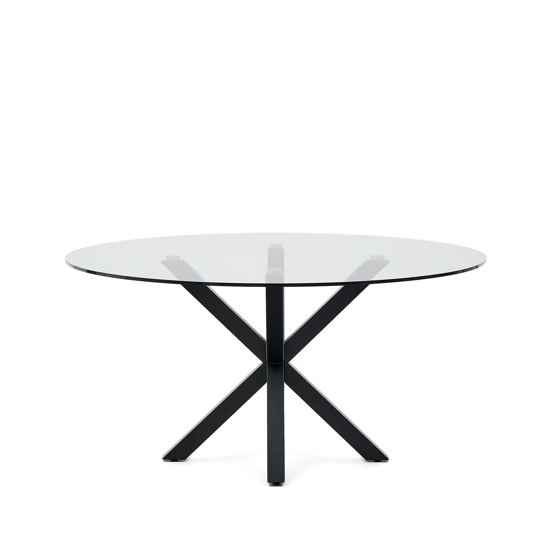 Argo round table in glass and steel legs with black finish Ø 150 cm