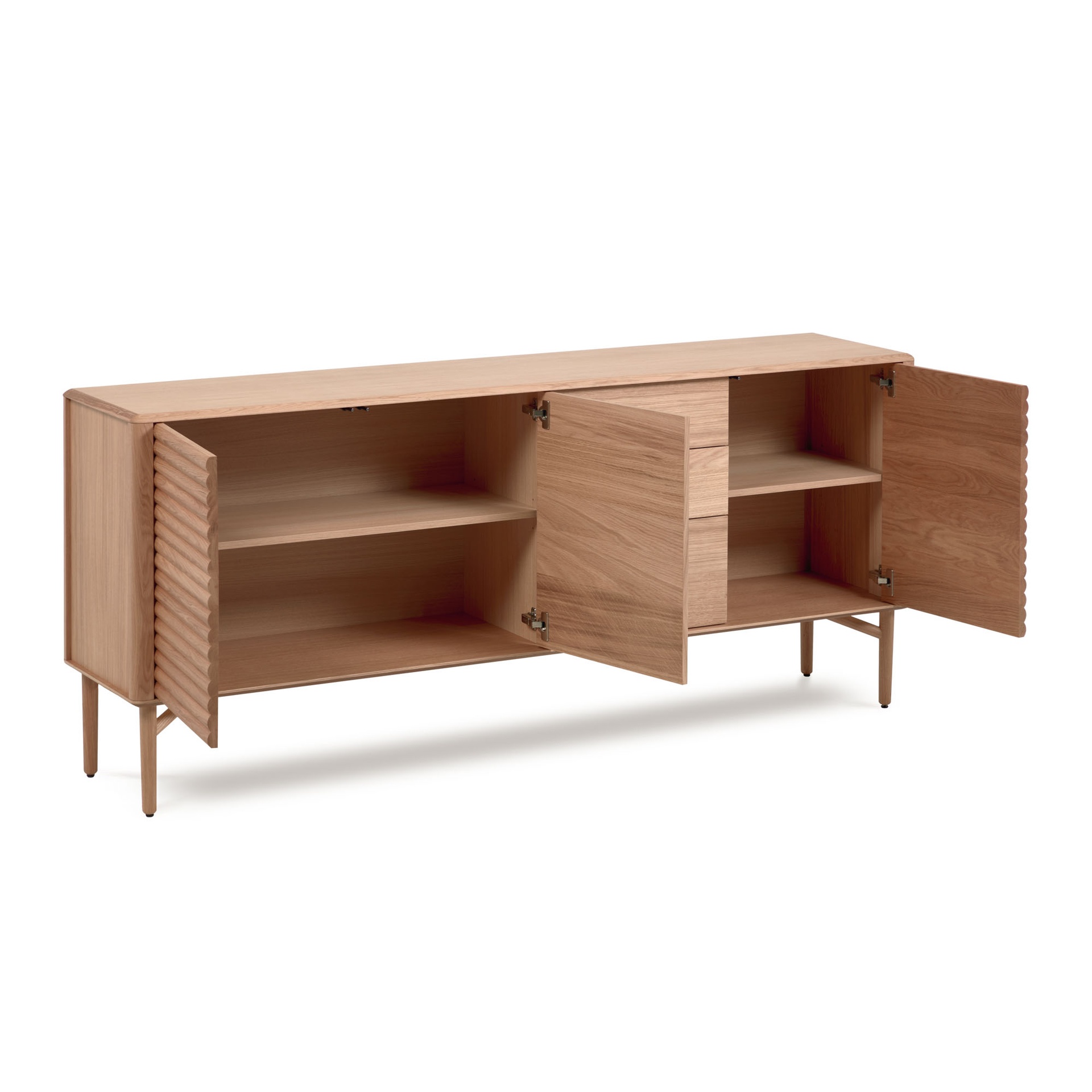 Lenon oak wood and veneer sideboard with 3 doors & 3 drawers, 200 x 86 cm FSC MIX Credit