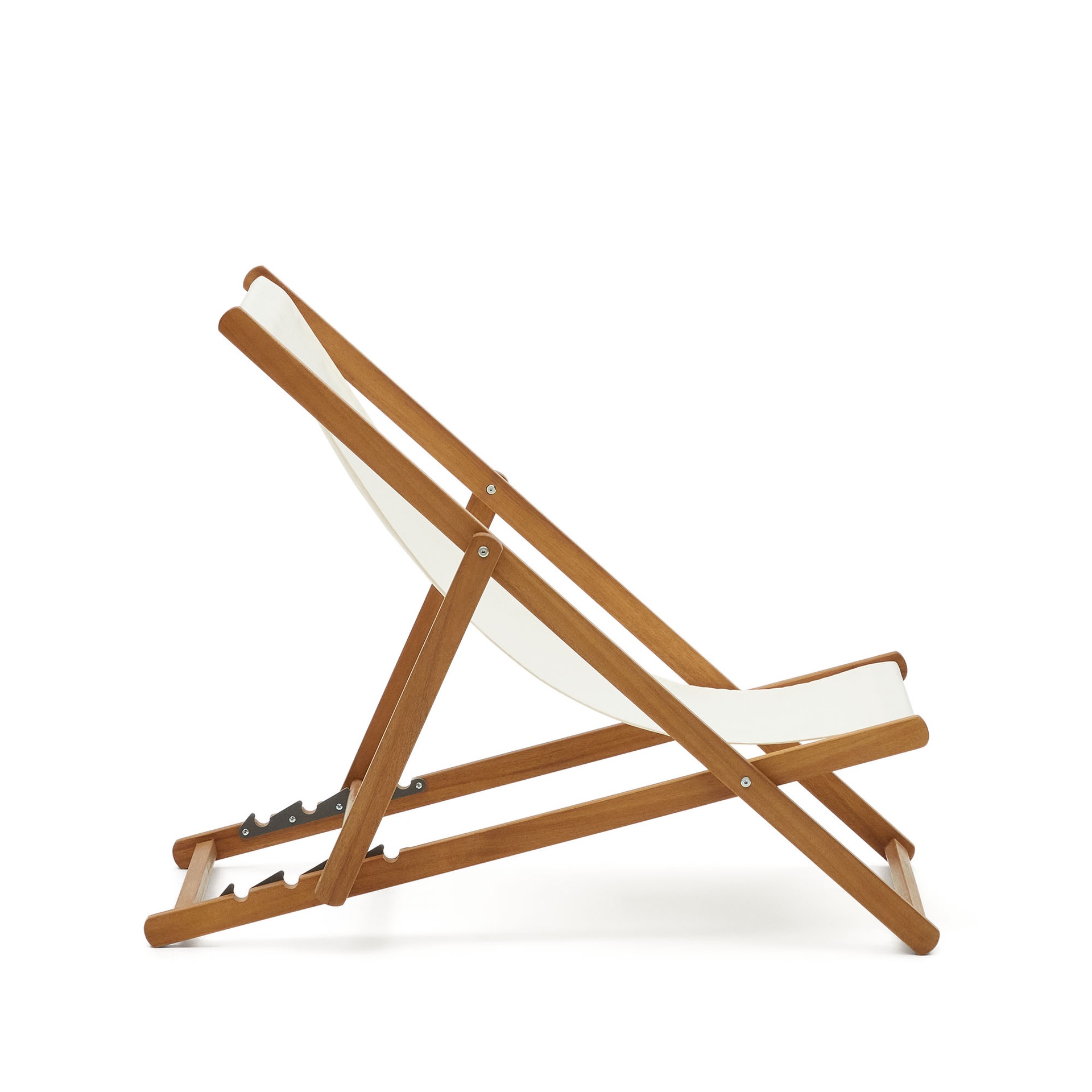 Adredna solid acacia outdoor deck chair in beige FSC 100%