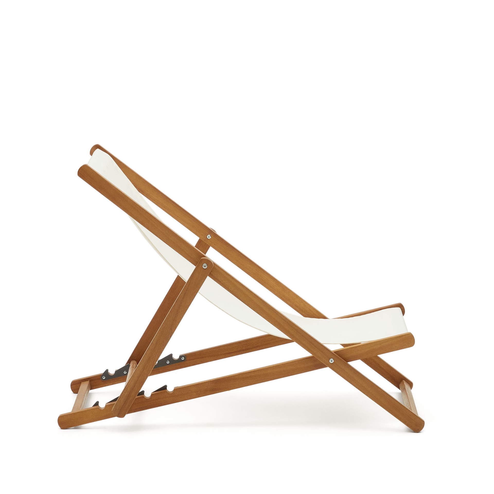 Adredna solid acacia outdoor deck chair in beige FSC 100%