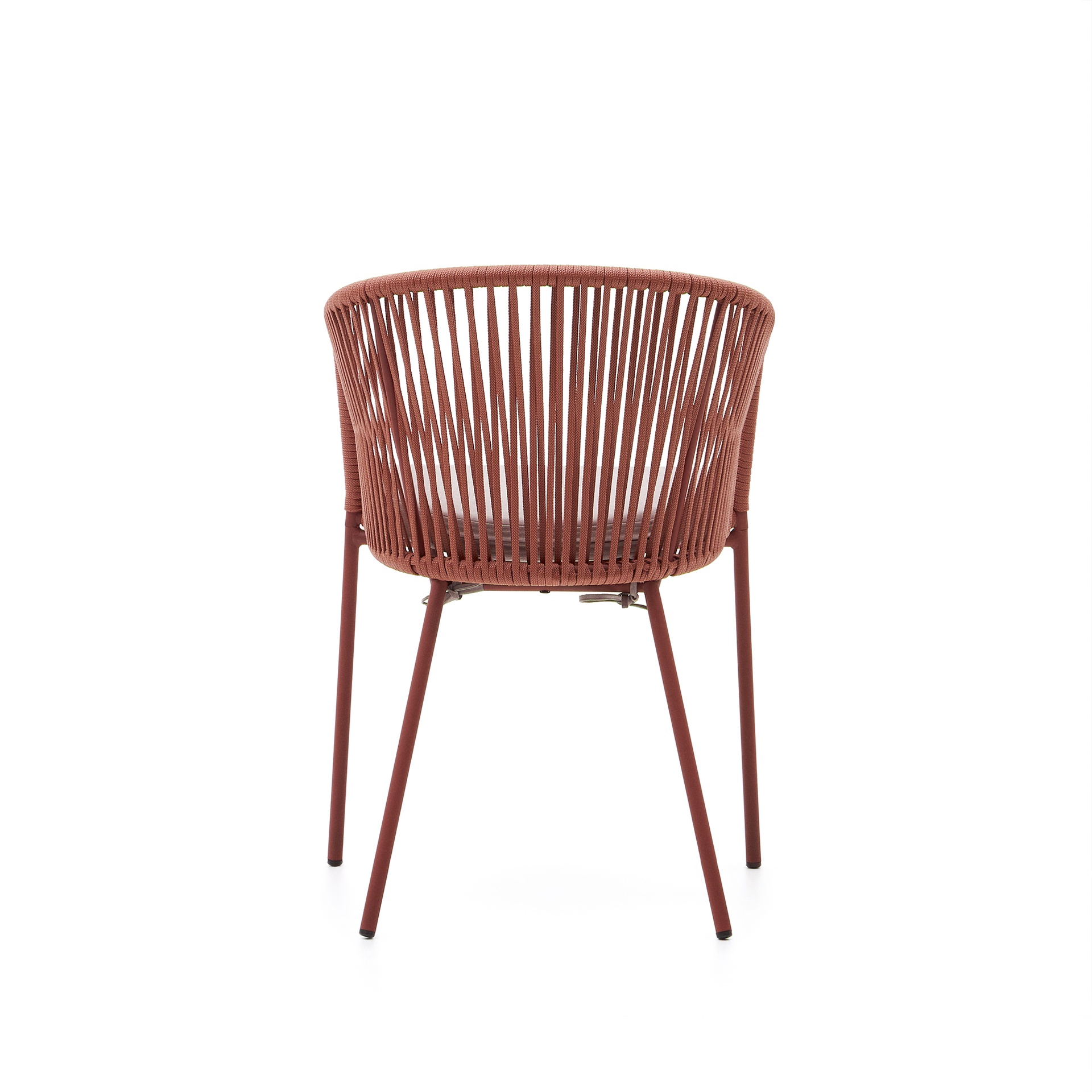 Yanet terracotta rope chair with galvanised steel legs
