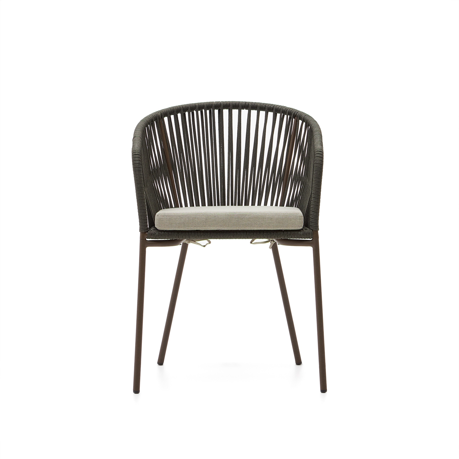 Yanet green rope chair with galvanised steel legs