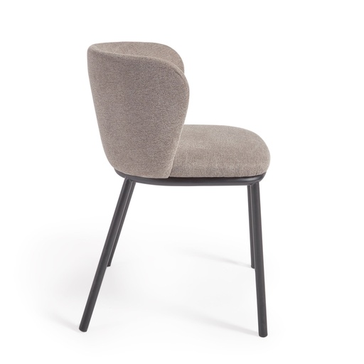 Ciselia chair in light brown chenille and steel legs with black finish FSC Mix Credit
