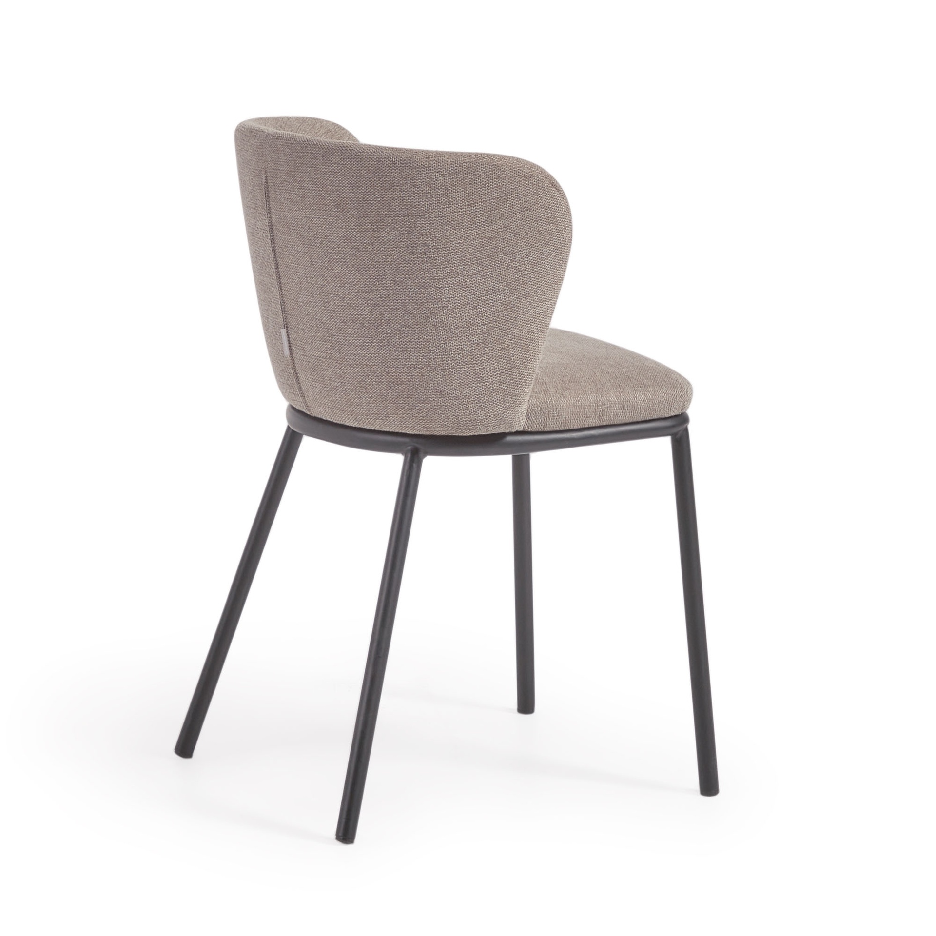 Ciselia chair in light brown chenille and steel legs with black finish FSC Mix Credit