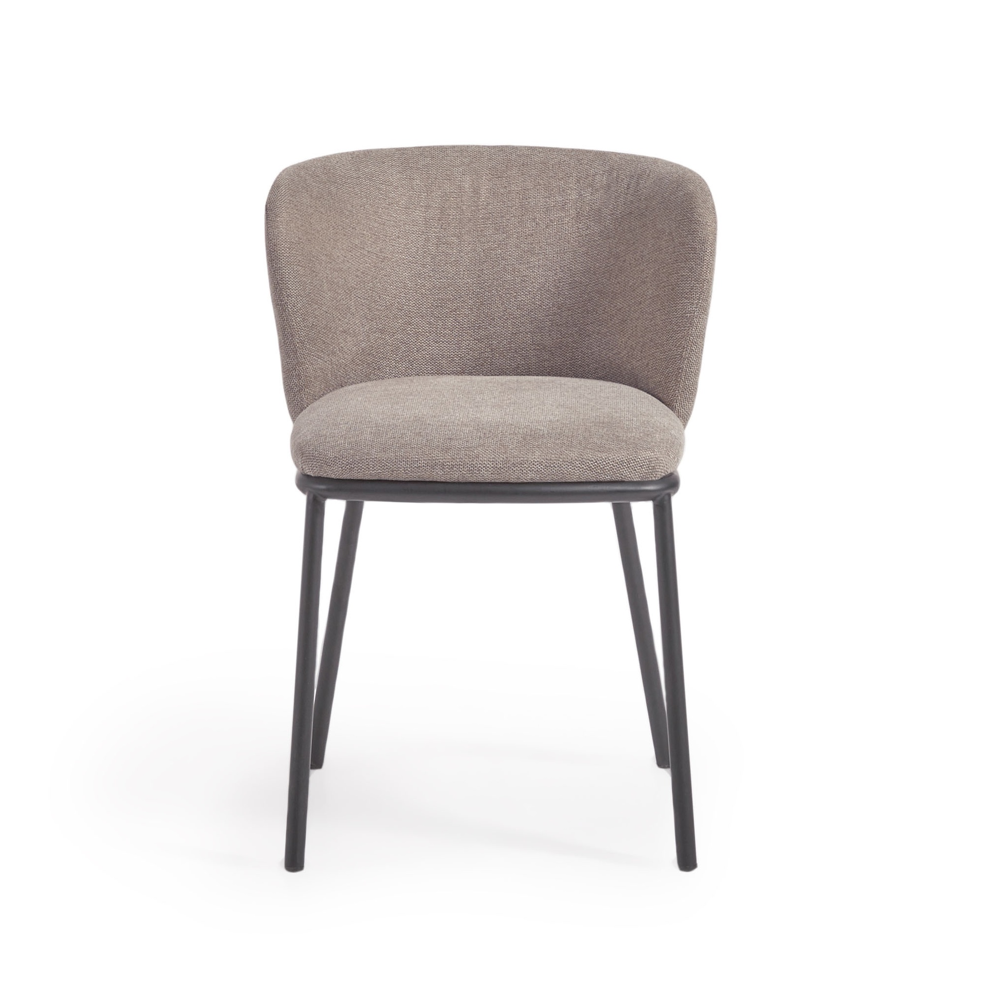 Ciselia chair in light brown chenille and steel legs with black finish FSC Mix Credit