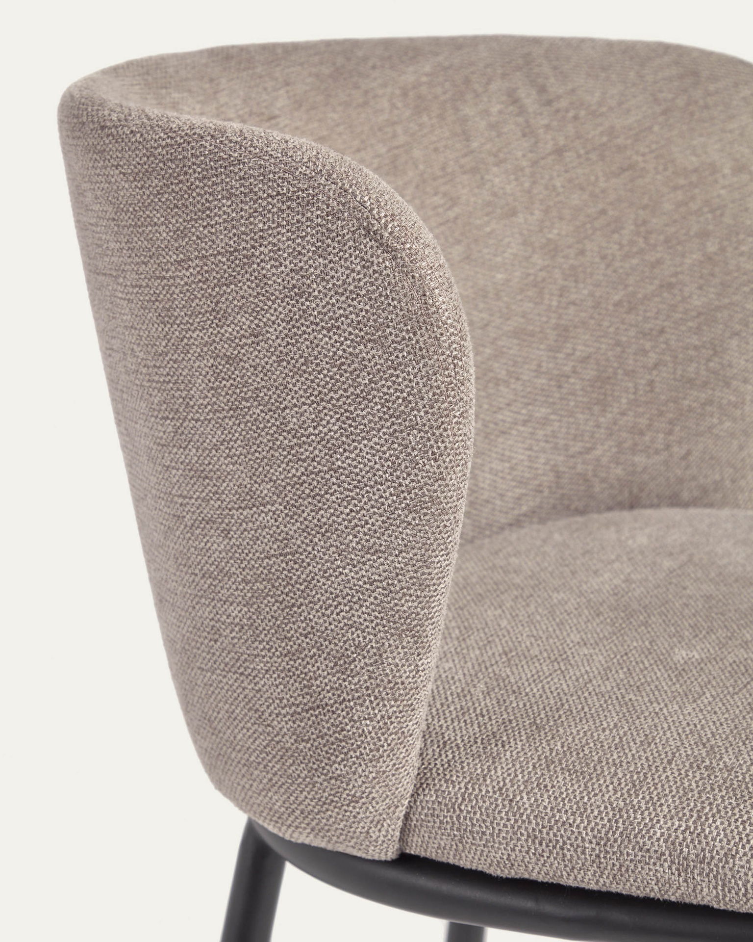 Ciselia chair in light brown chenille and steel legs with black finish FSC Mix Credit