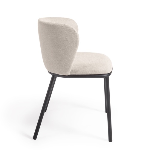 Ciselia chair in beige chenille and steel legs with black finish FSC Mix Credit
