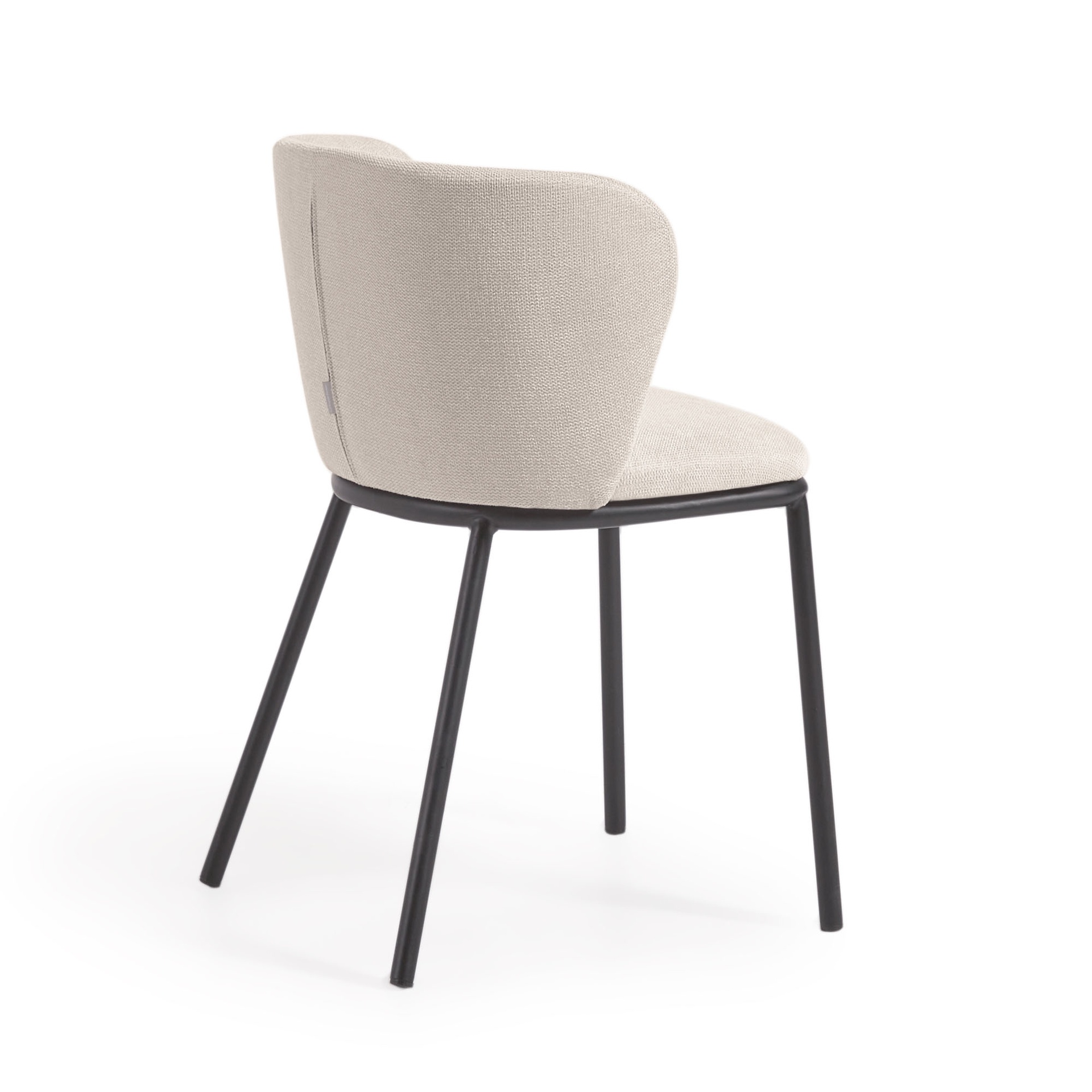 Ciselia chair in beige chenille and steel legs with black finish FSC Mix Credit