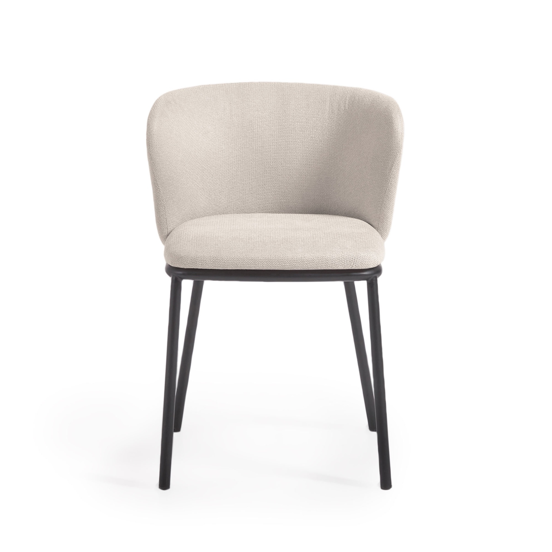 Ciselia chair in beige chenille and steel legs with black finish FSC Mix Credit