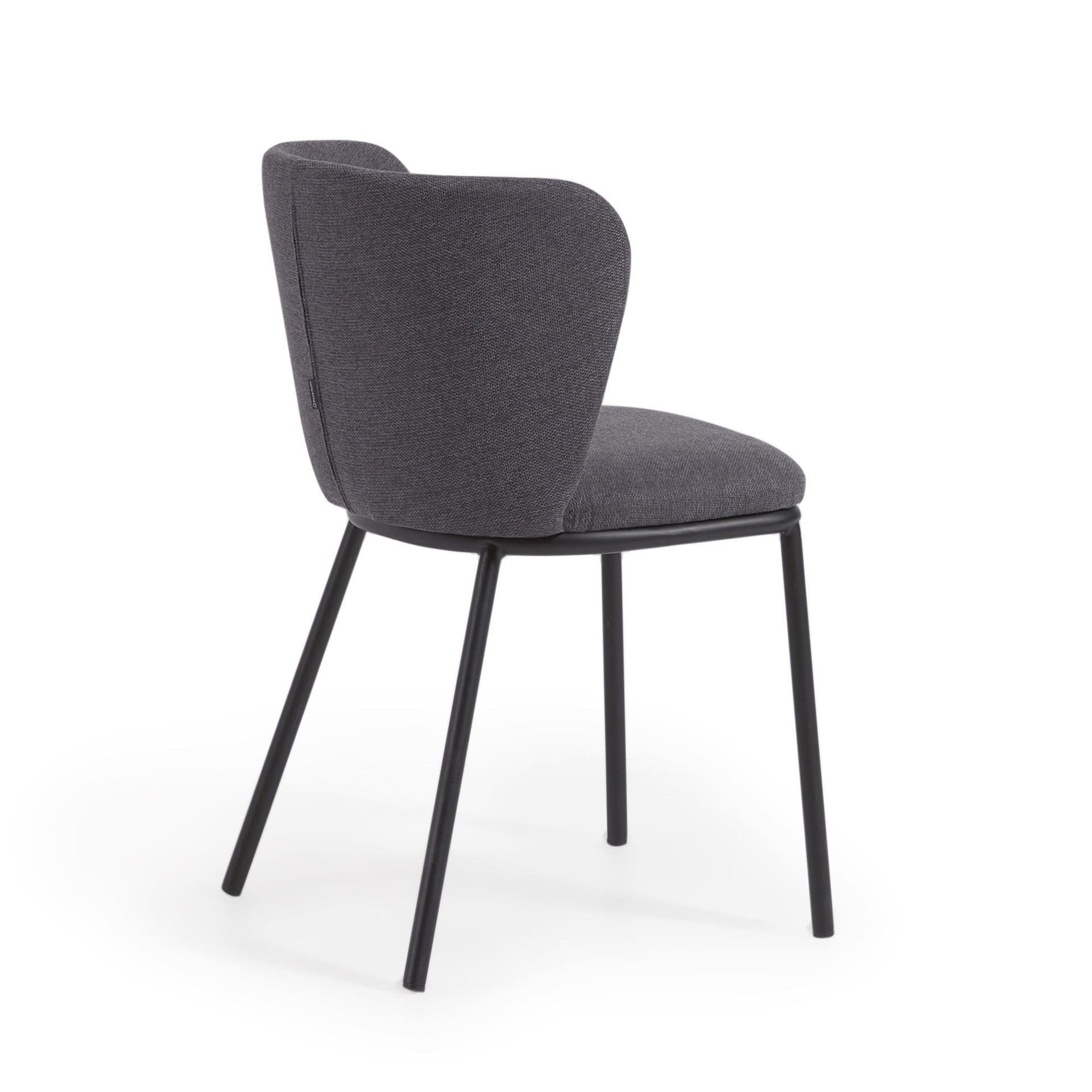 Ciselia chair in dark grey chenille and steel legs with black finish FSC Mix Credit