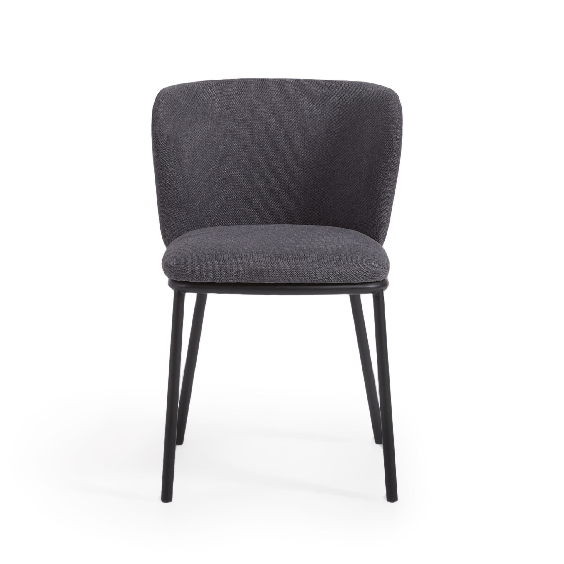 Ciselia chair in dark grey chenille and steel legs with black finish FSC Mix Credit
