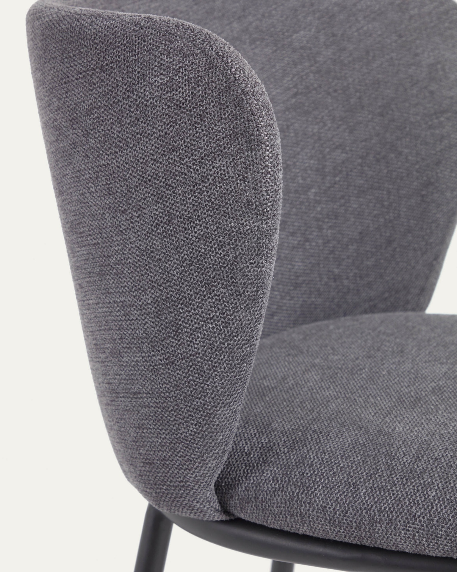 Ciselia chair in dark grey chenille and steel legs with black finish FSC Mix Credit