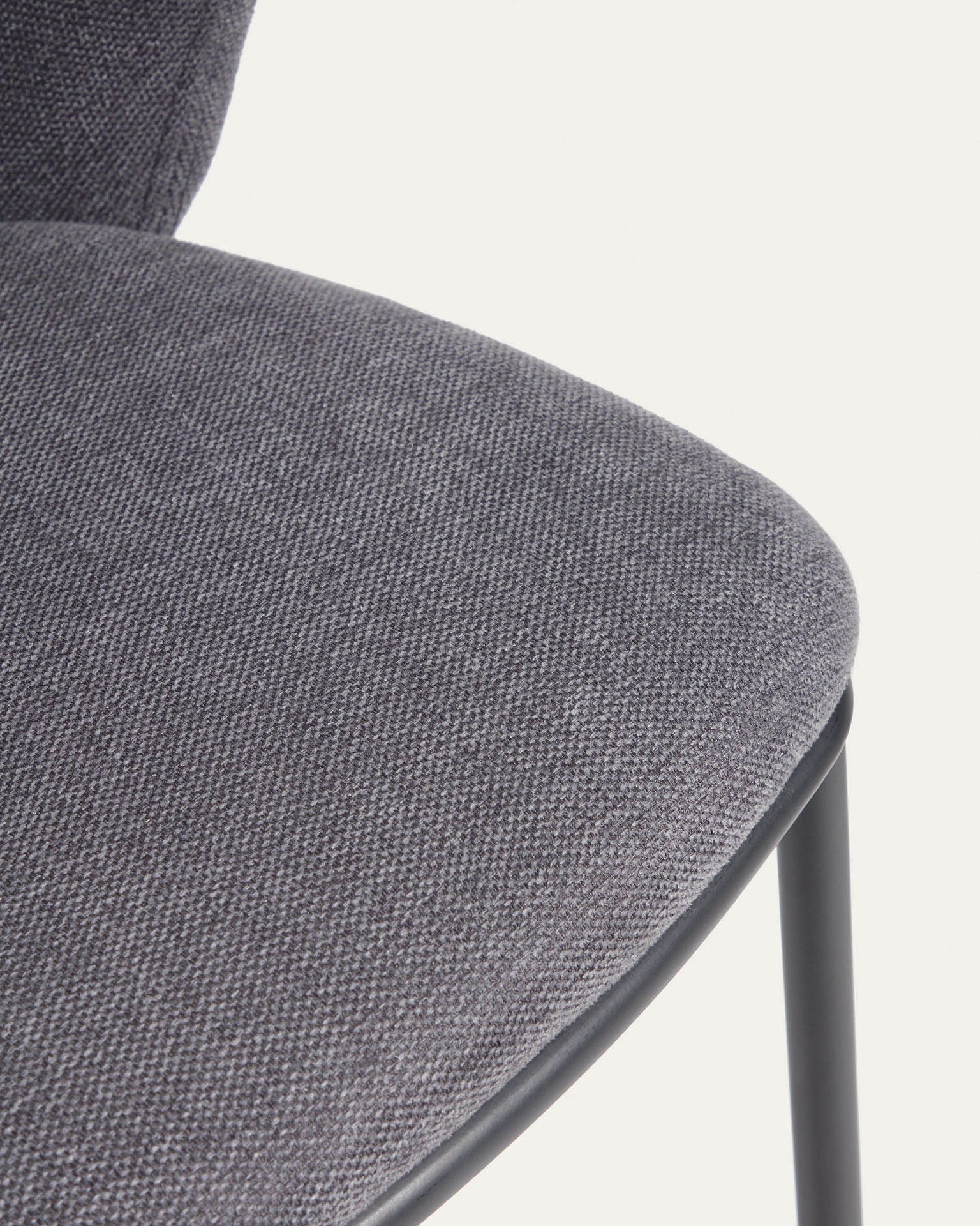 Ciselia chair in dark grey chenille and steel legs with black finish FSC Mix Credit