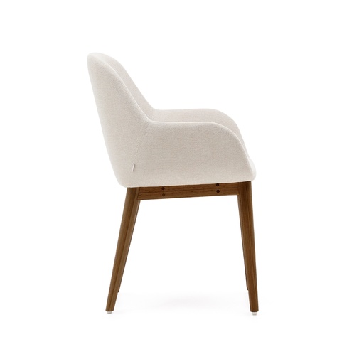 Konna chair in beige with solid ash wood legs in a dark finish