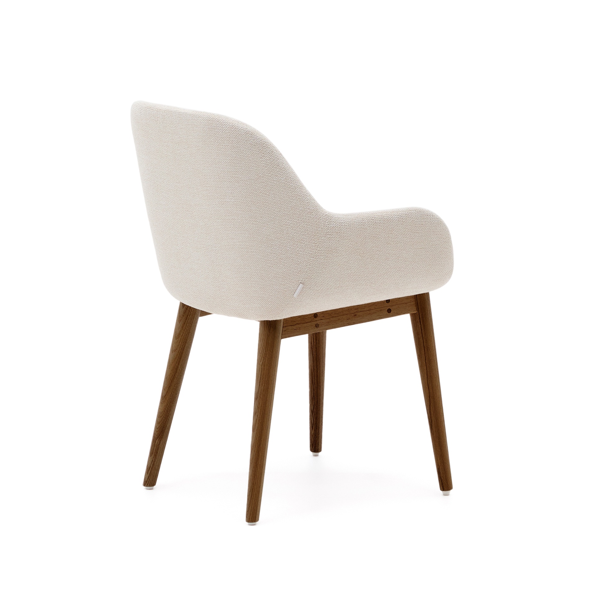 Konna chair in beige with solid ash wood legs in a dark finish