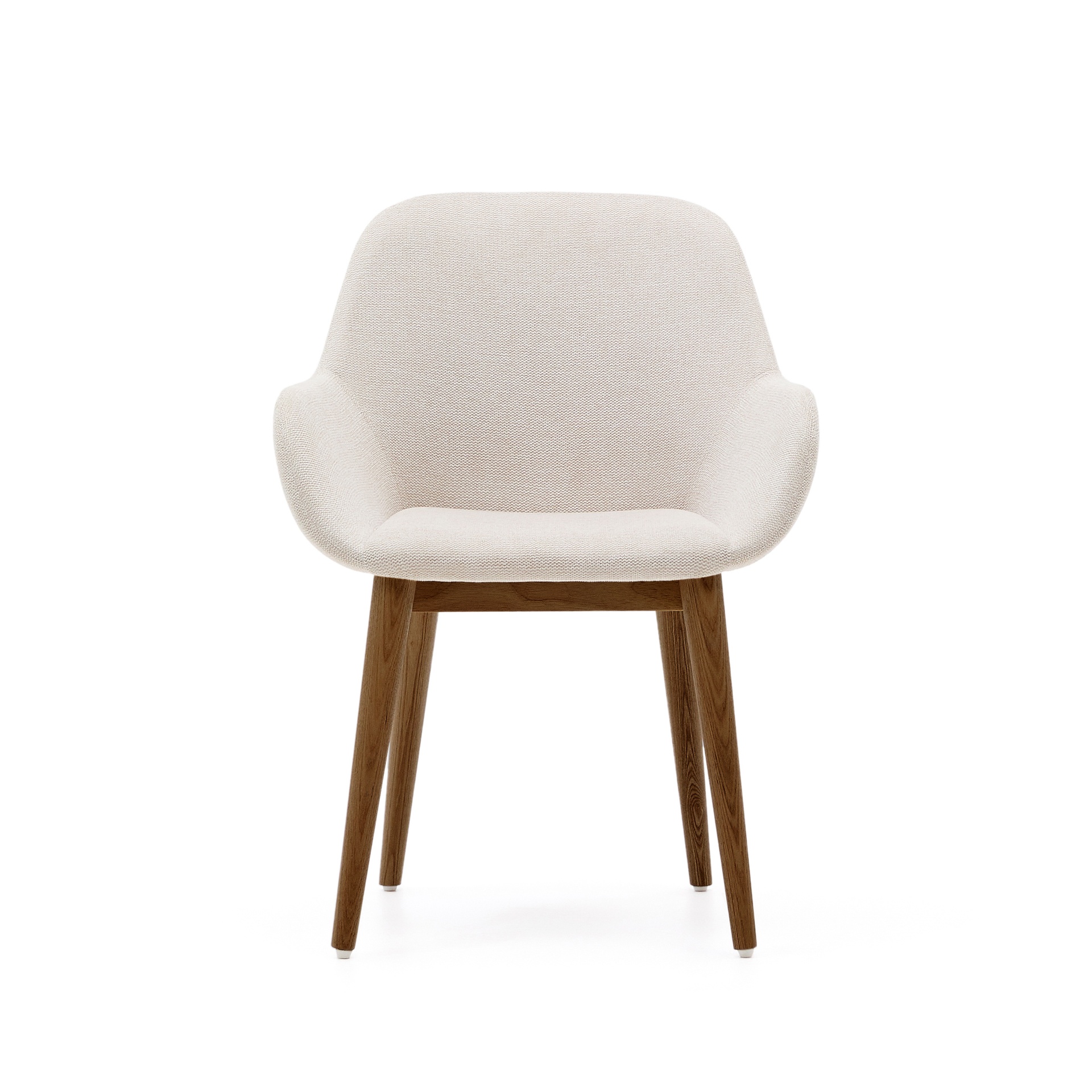 Konna chair in beige with solid ash wood legs in a dark finish