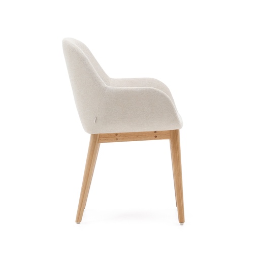 Konna chair in beige with solid ash wood legs in a natural finish