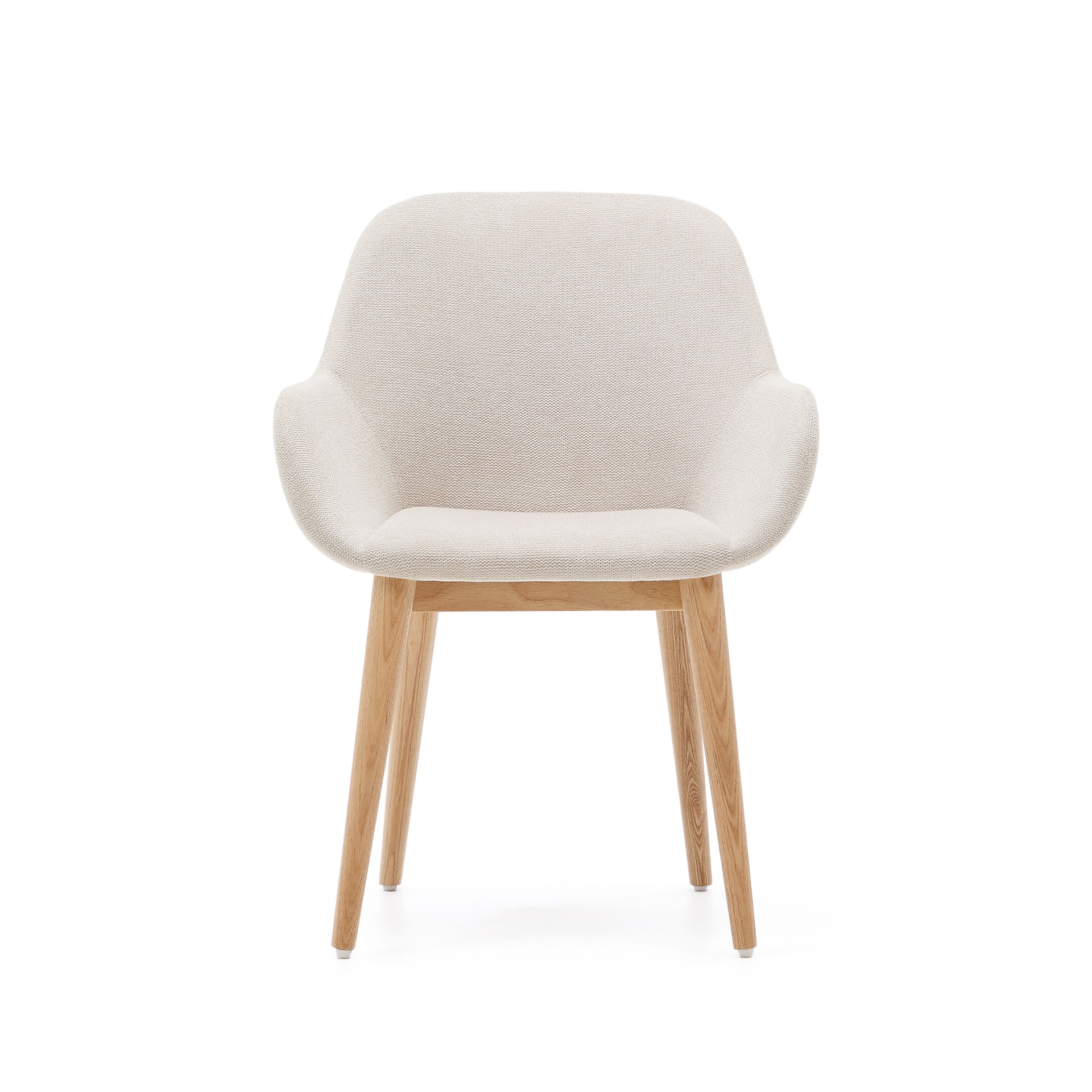 Konna chair in beige with solid ash wood legs in a natural finish
