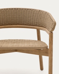 Arinella armchair in FSC 100% solid acacia wood with natural finish and beige rope cord