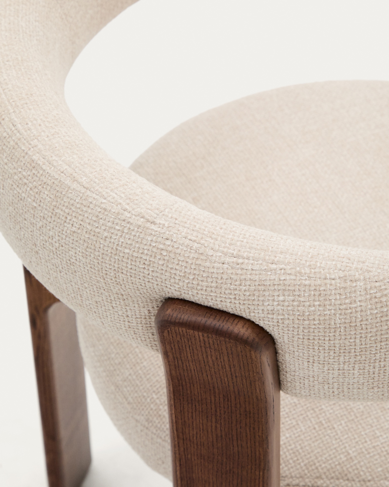 Granite chair in beige chenille and with solid ash wood in a walnut finish FSC 100%
