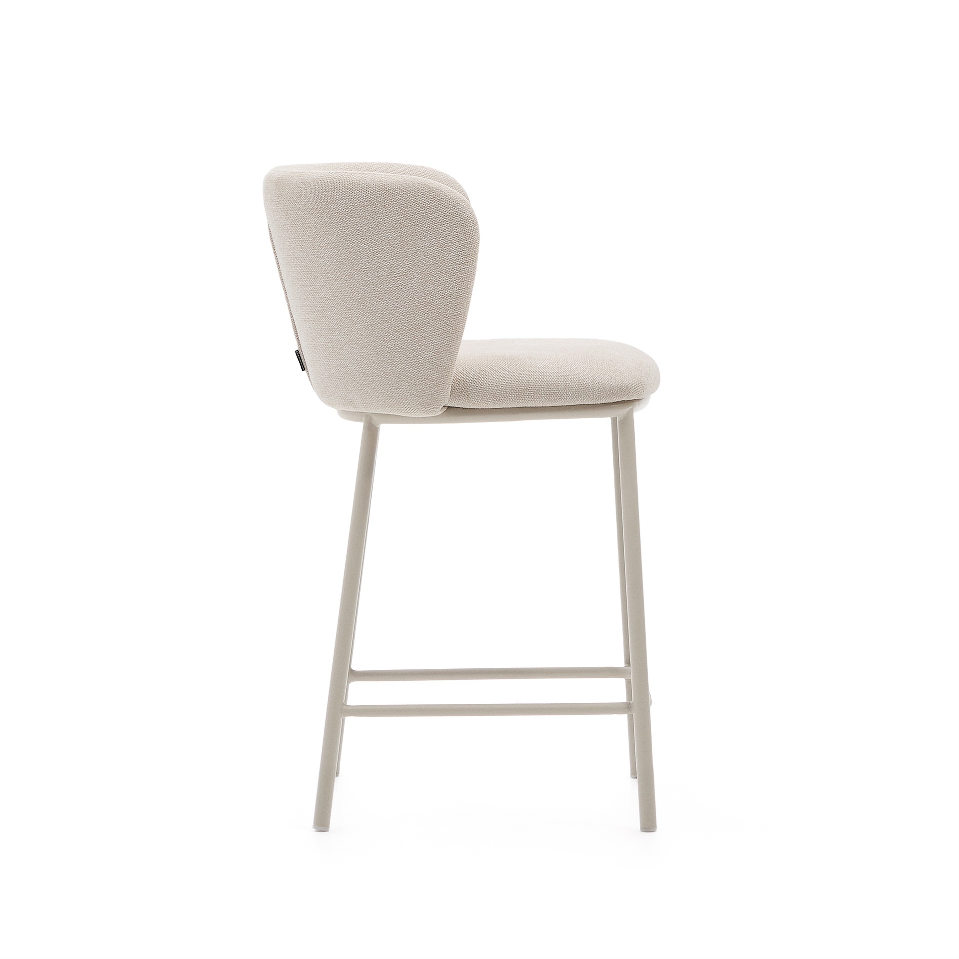 Ciselia stool in beige chenille and beige steel, height 65 cm, FSC Mix Credit