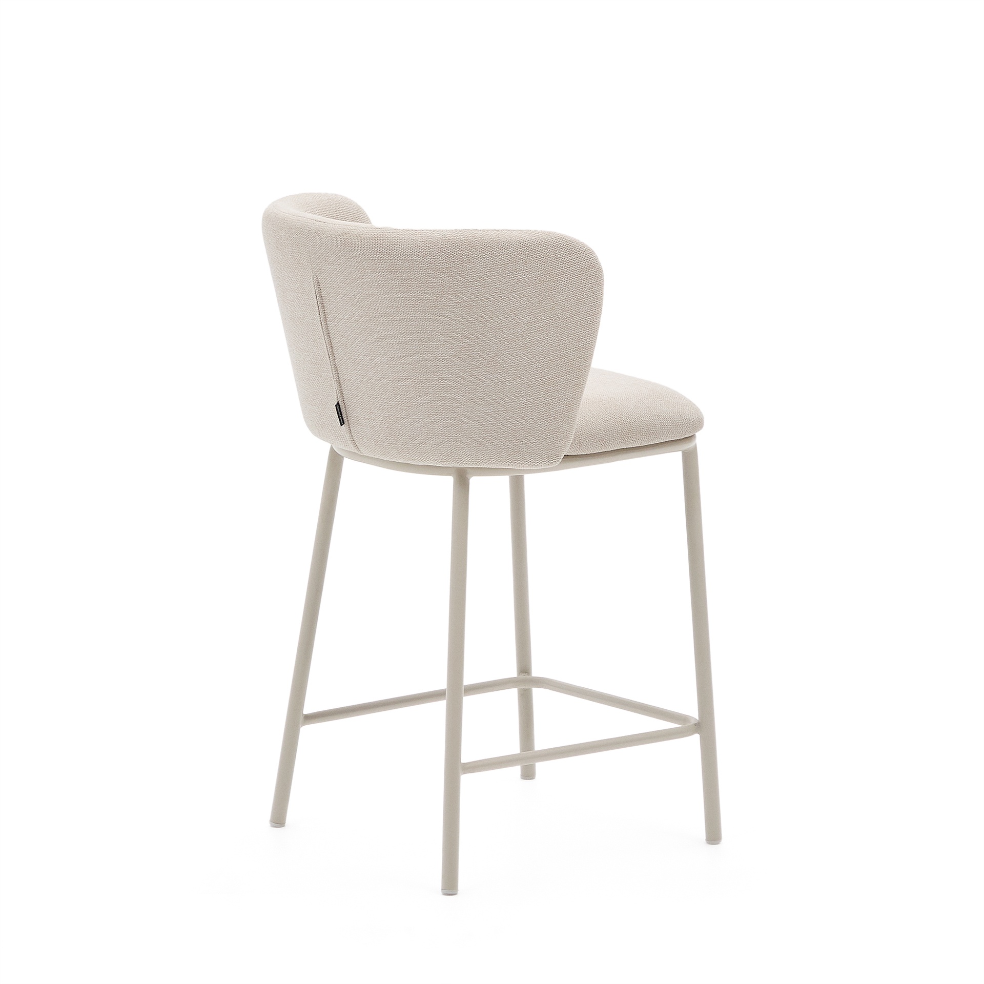 Ciselia stool in beige chenille and beige steel, height 65 cm, FSC Mix Credit