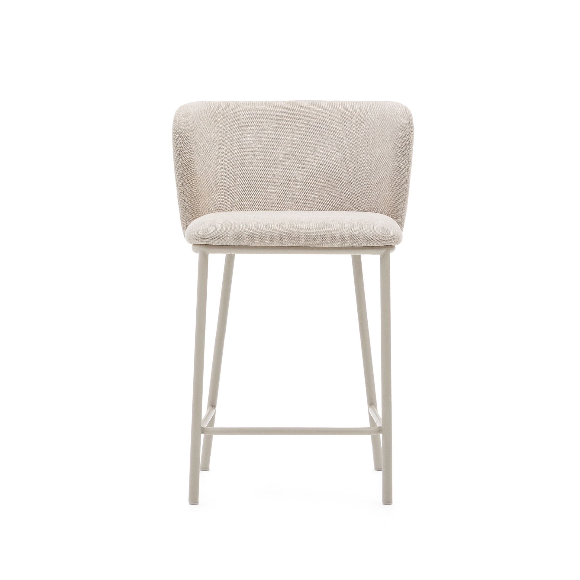 Ciselia stool in beige chenille and beige steel, height 65 cm, FSC Mix Credit