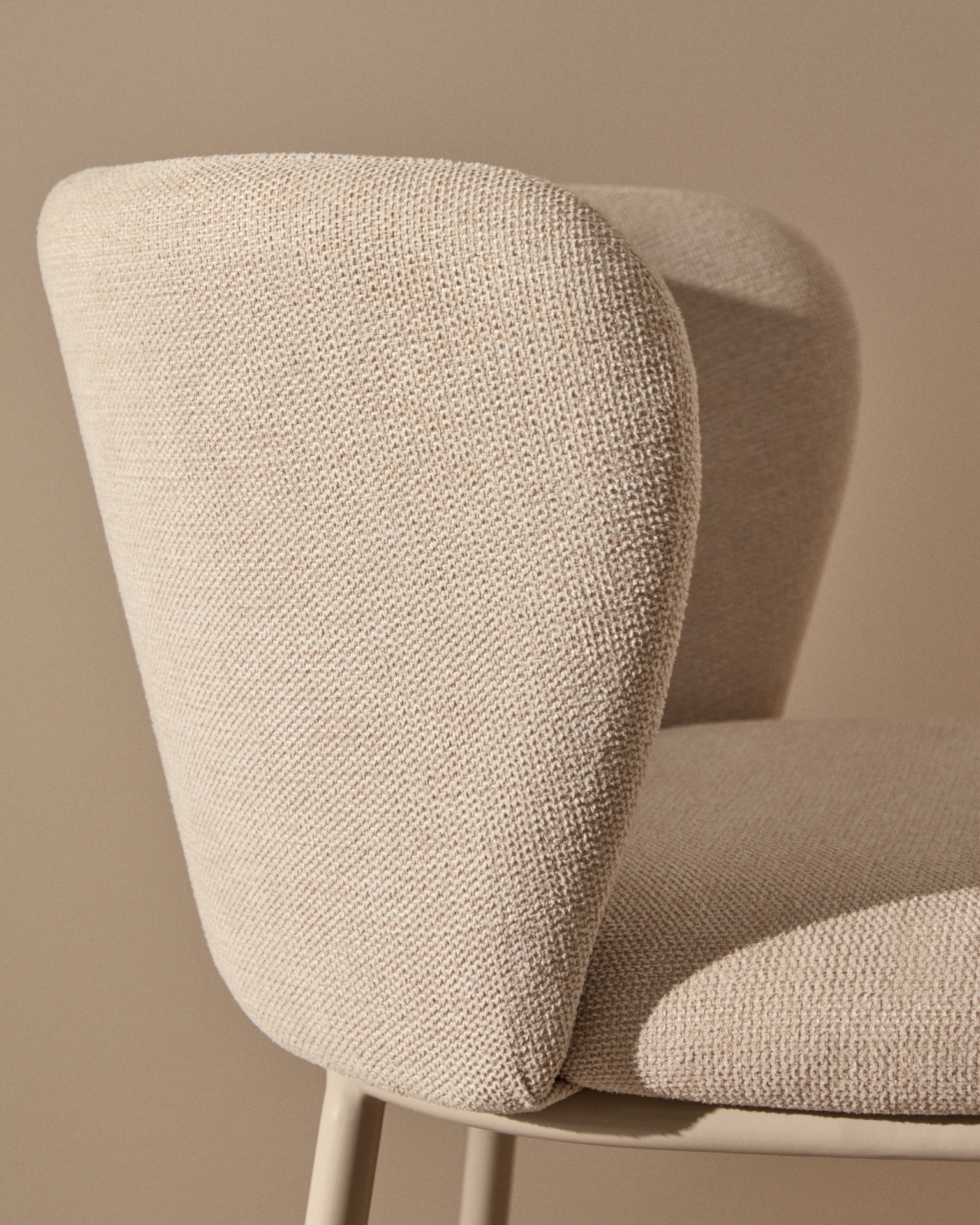 Ciselia stool in beige chenille and beige steel, height 65 cm, FSC Mix Credit