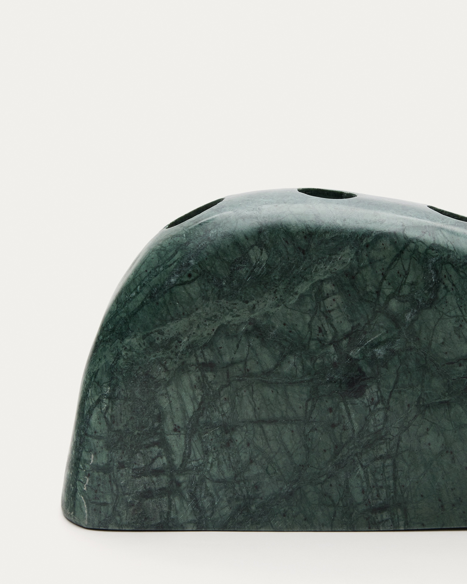 Signe large, green marble candlestick, 10 cm
