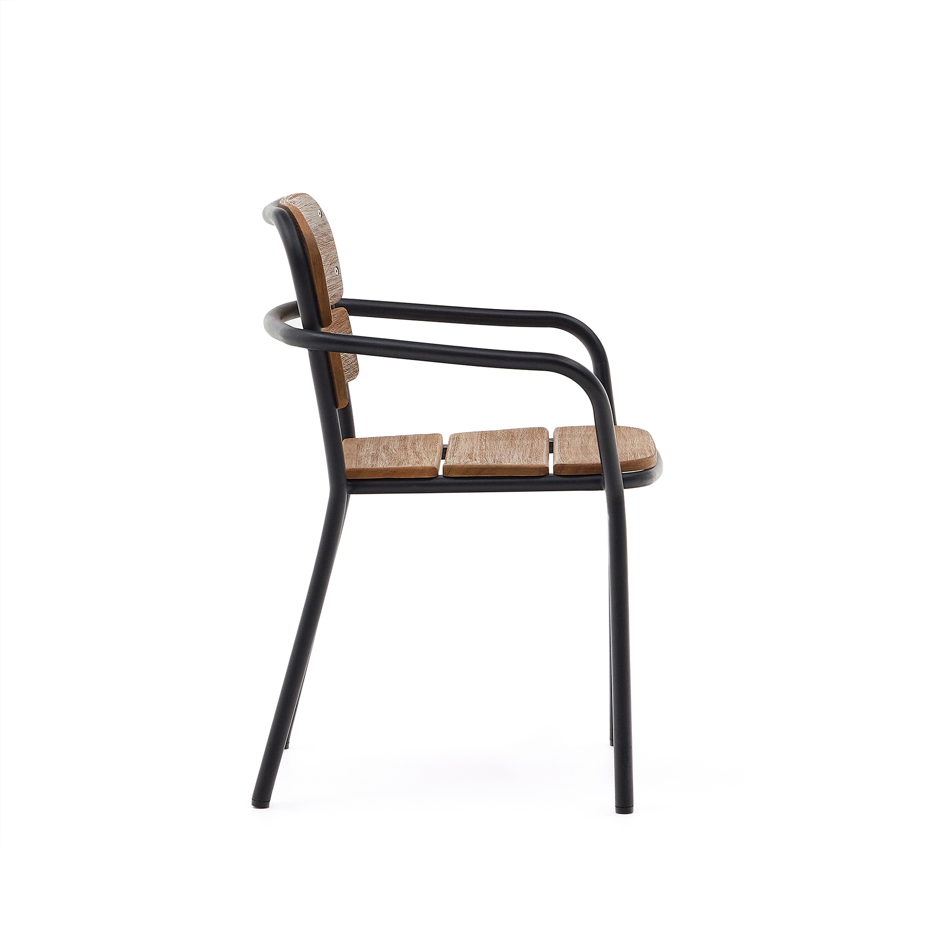 Algueret Chair made of solid eucalyptus wood with natural finish and black aluminum FSC 100%